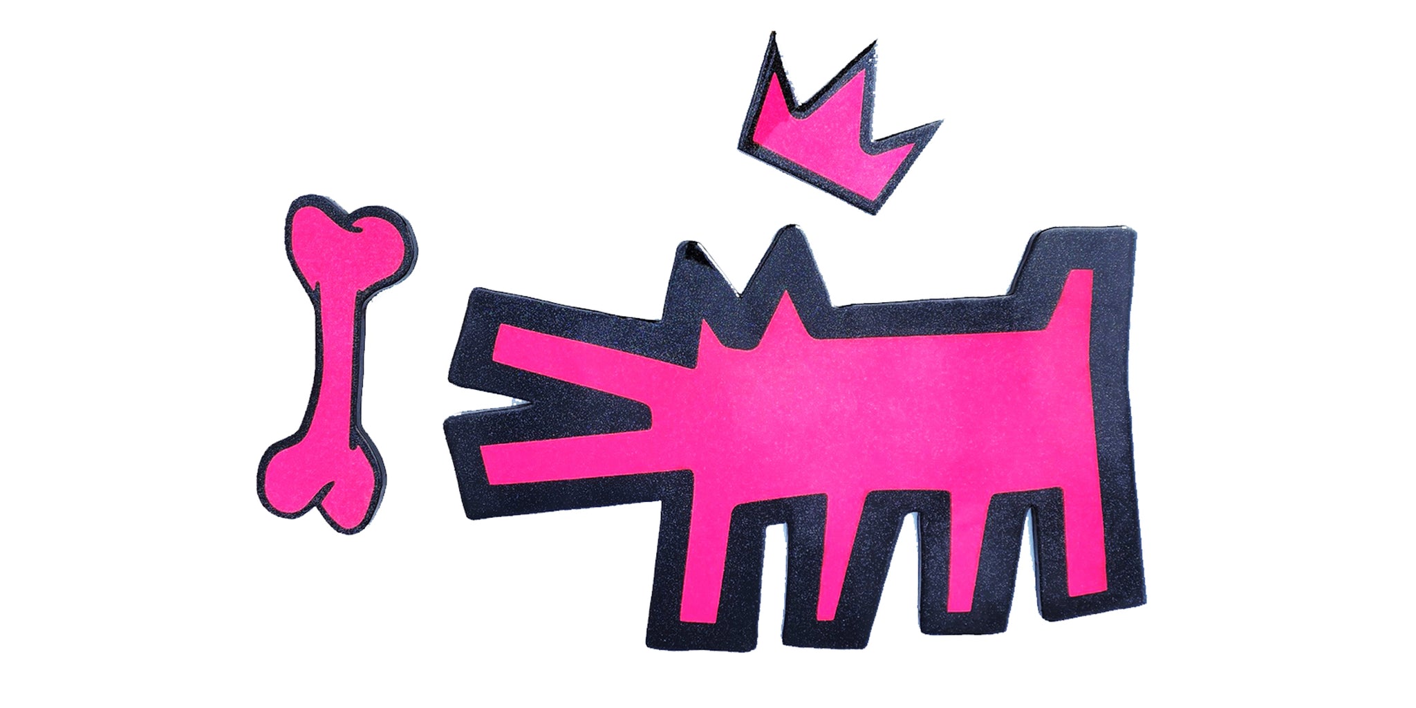 Pink Haring Dog, Bone + Crown