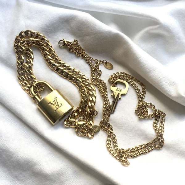 Vintage Lock + Key Cuban Chain Necklace