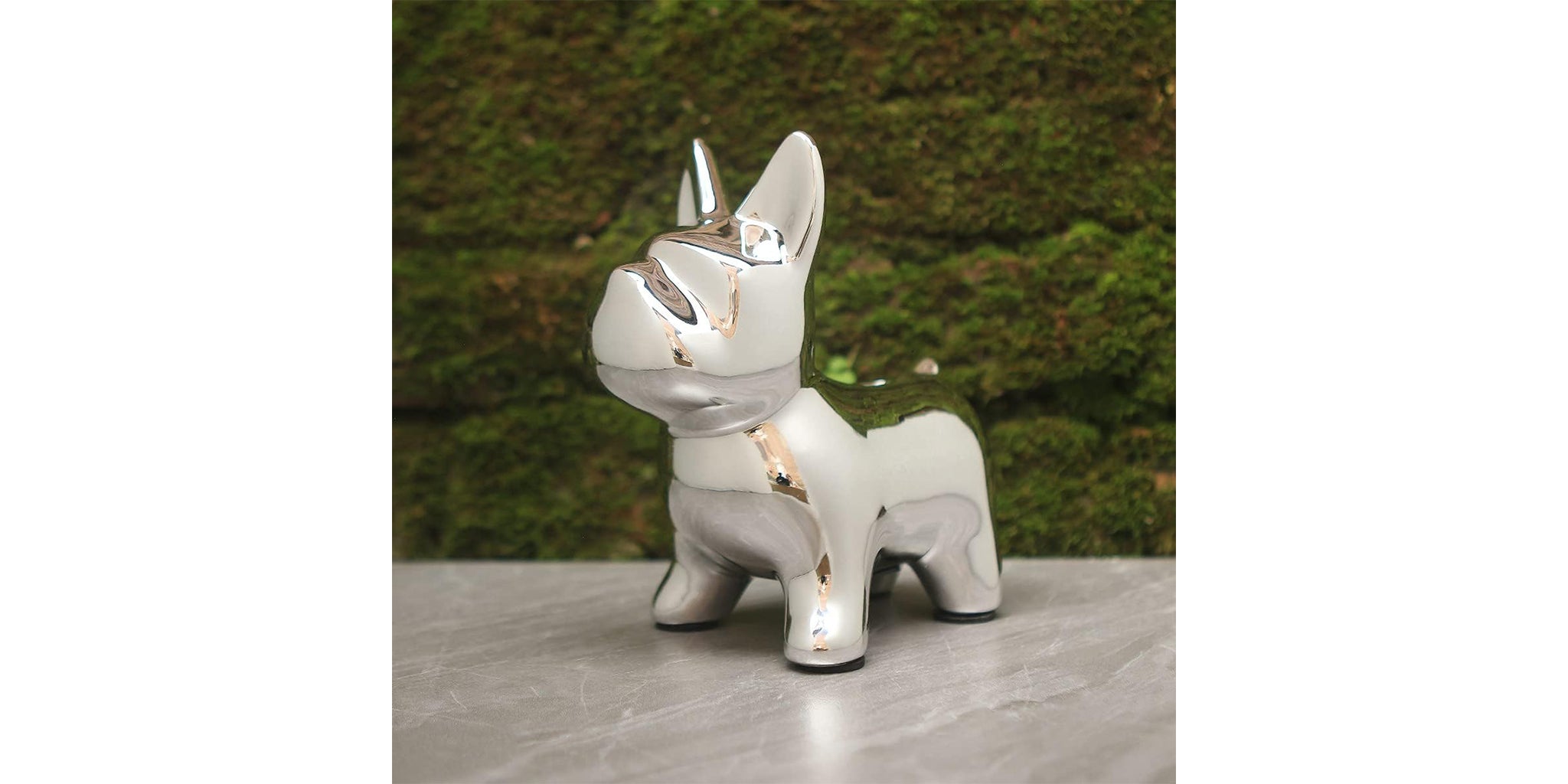 Ceramic Bulldog Piggy Bank - silver