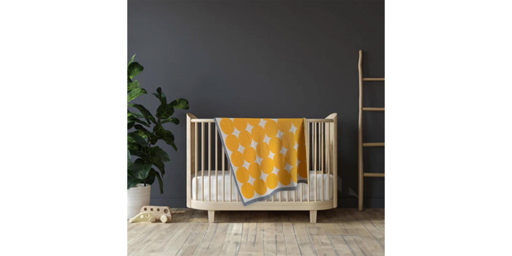 Dream Big Mini Baby Blanket - Yellow + Grey