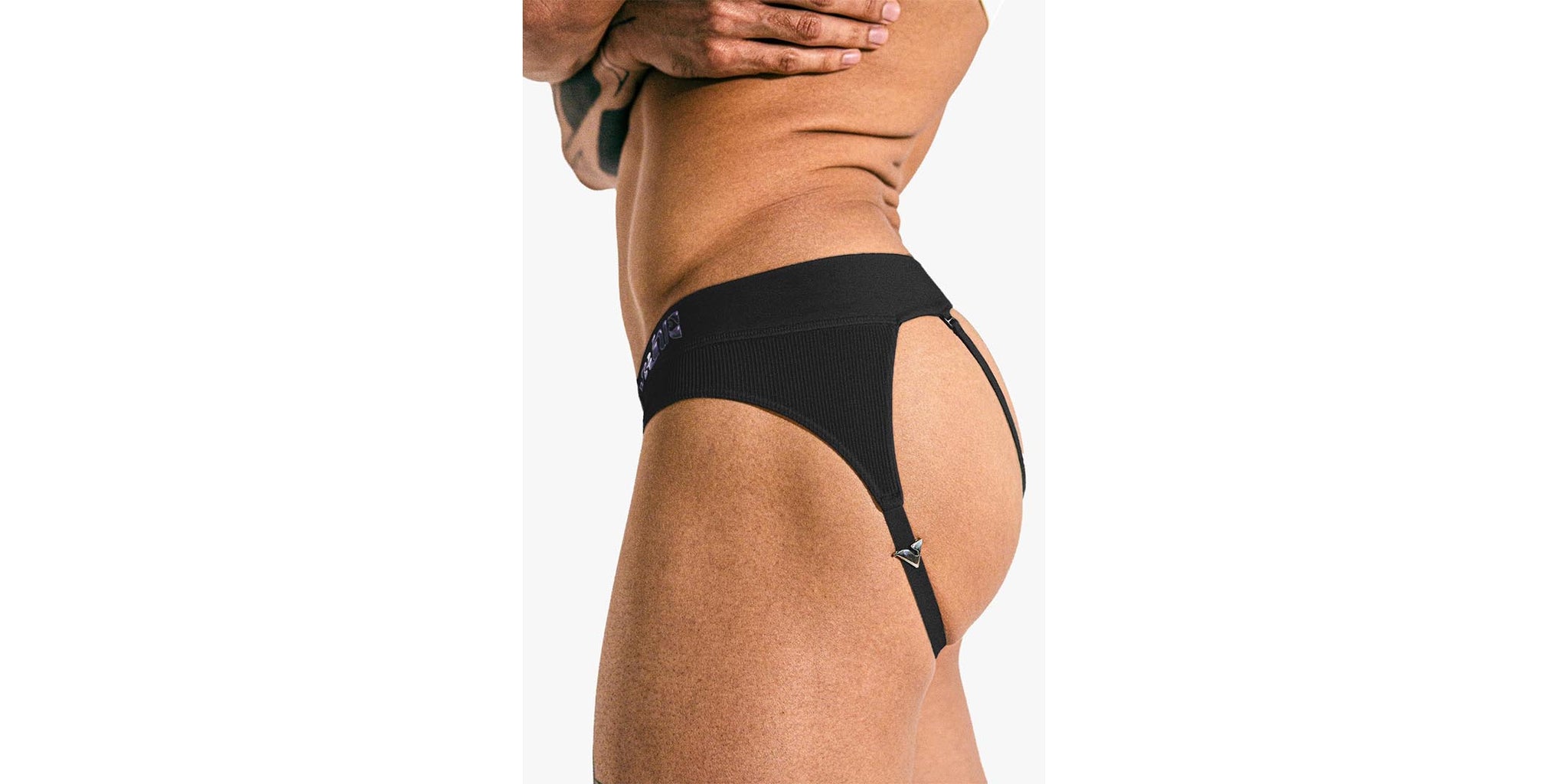 Ribbed Strap Brief Pouch - Black