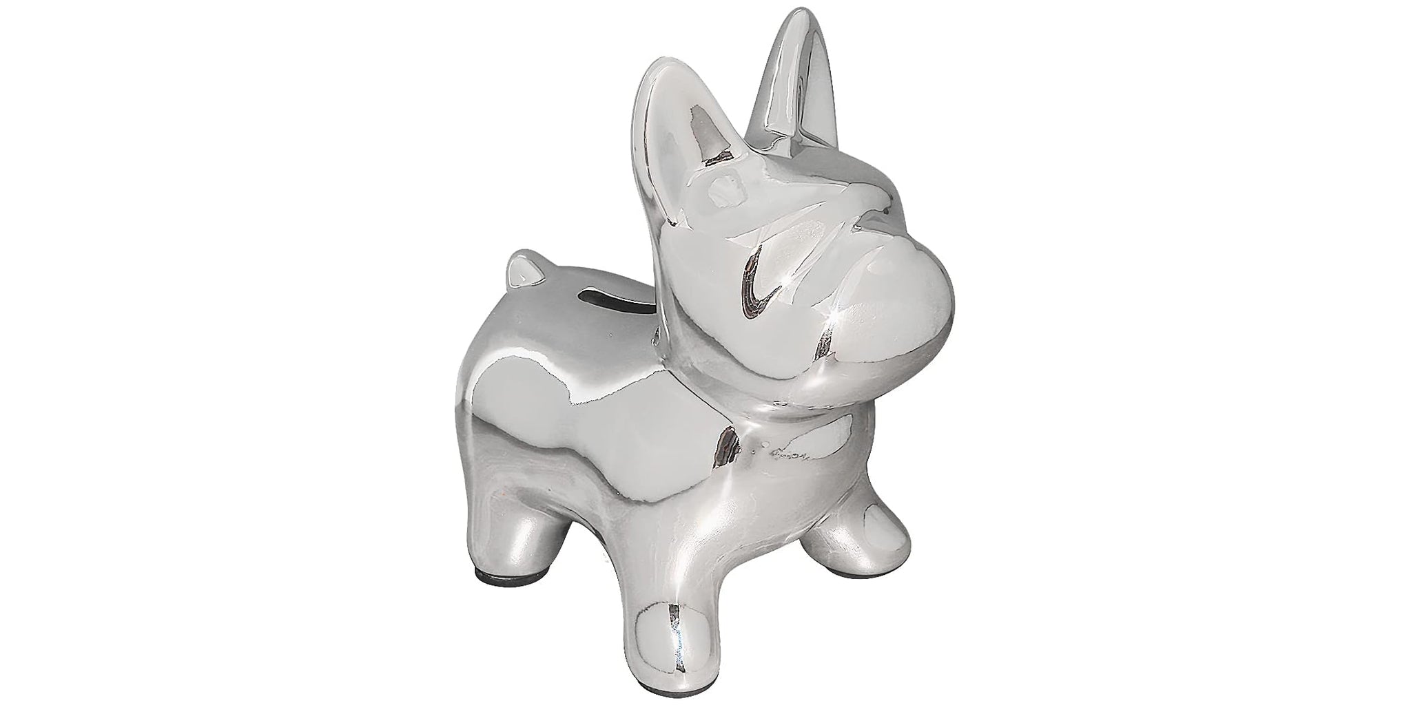 Ceramic Bulldog Piggy Bank - silver