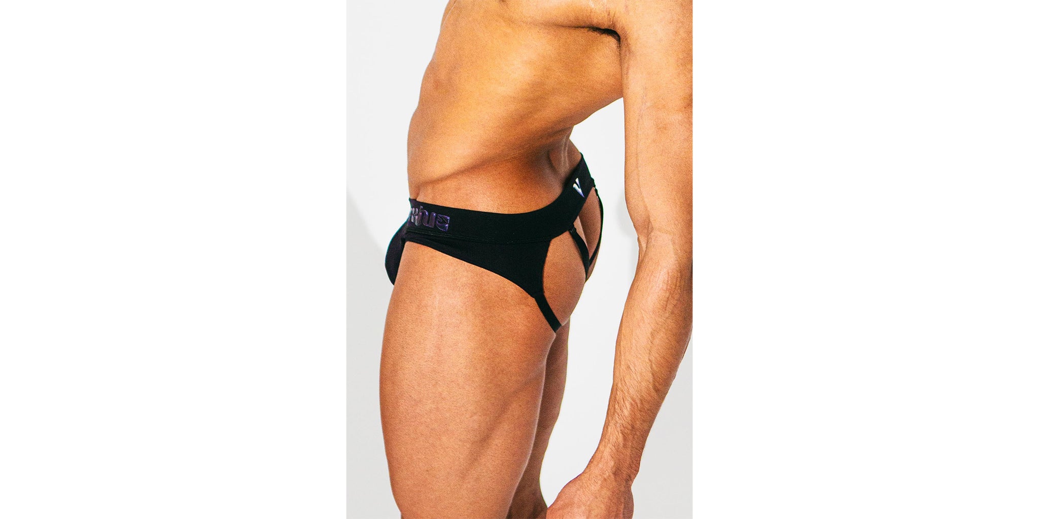 Sheer Strap Brief Pouch - Black