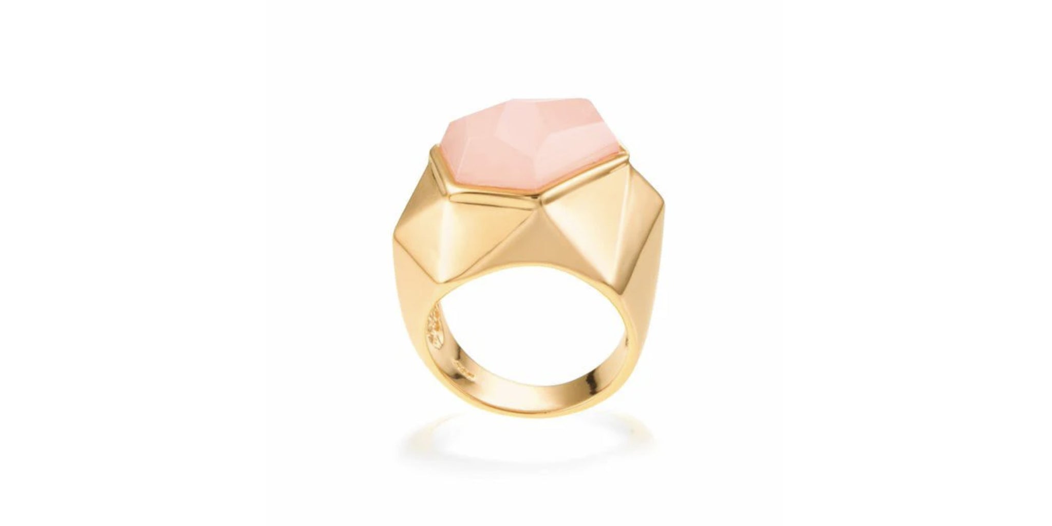 Lattice Round Cocktail Ring - Rose Quartz